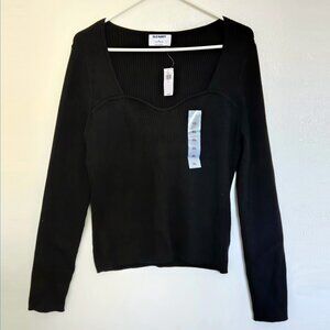 Old Navy Black Ribbed Sweetheart Neck Top - NWT